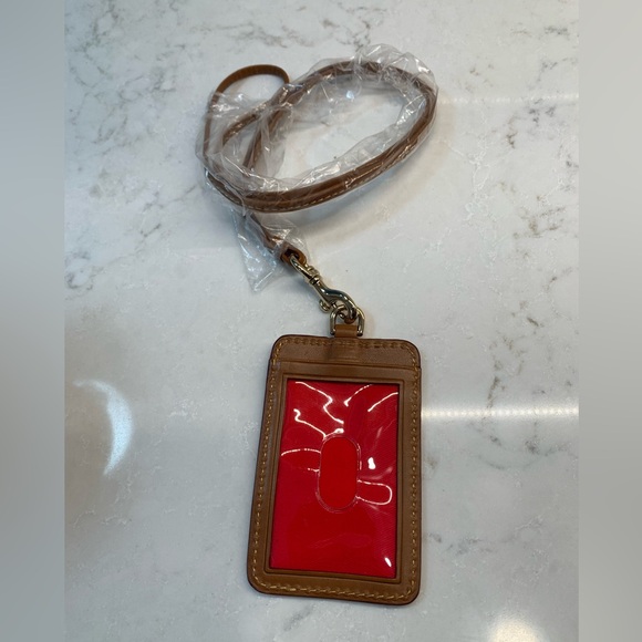 NWOT Dooney & Bourke Brown Leather Card Holder Lanyard - Picture 3 of 5